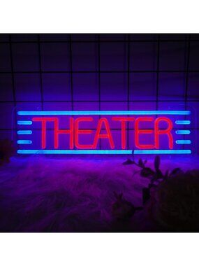 Theater LED Neon Sign Red Blue Dimmable LED Theater Neon Light Cinema Theme